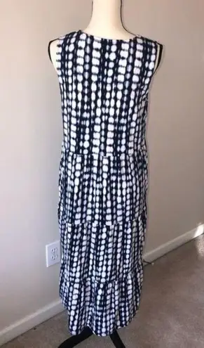 Denim & Co Blue Size Small Linen Knit Dress Beach Vacation Pockets Tie Dye