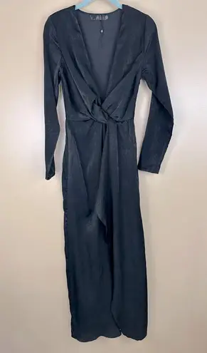 Missguided Black Faux Wrap Deep V-Neck Maxi Dress 2 Goth Witchy Vamp