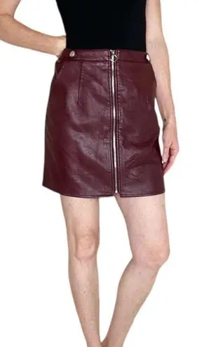 Tagoo All For Leather Burgundy Faux Leather Pleather Mini Skirt Red Size M