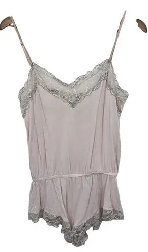 Eberjay Eberjey Blush Pink Lace Trim Romper Pajamas Sleepwear Delicate Lightweight