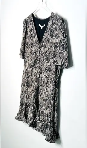 Veronica Beard Ried Python Snakeskin Brown Silk Crepe Mini Dress Size 14 NWT