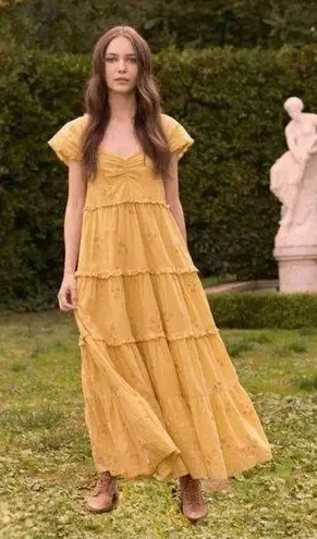 The Great ππ The Tea Dress ~ Misted Yellow with Daisy Bouquet Embroidery L NWT