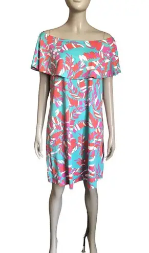 Escapada Blue, Orange and Pink Off the Shoulder Dress