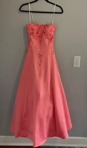 Cache Women’s Vintage pink rhinestones strapless  prom dress size 9/10