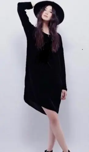 CP Shades Free People X Black Velvet Bridget Long Sleeve Mini Dress Size Small