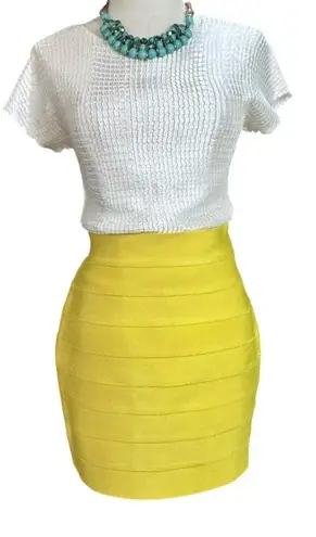 Herve Leger Hervé Léger for Forever 21 Yellow Bandage Mini Skirt Women’s Size XL NWT Bodycon