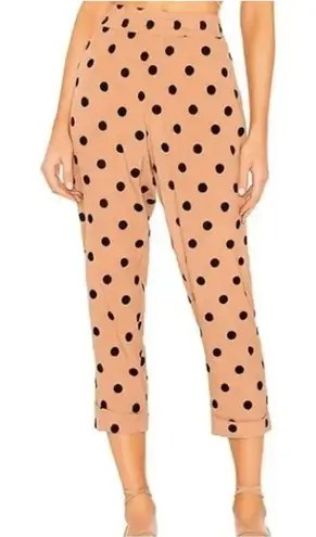 Beach Riot Avery Tan Velvet Polka Dot Pant Pull On Medium Elastic Waist Cropped - Image 1