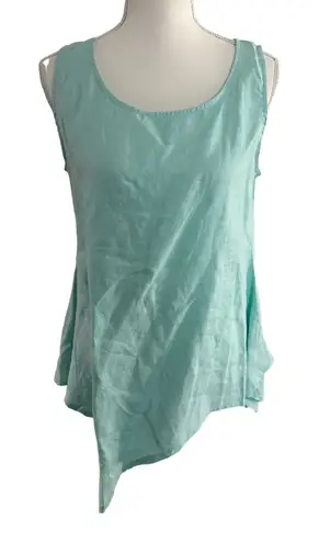 For Cynthia Light Aqua Linen Blend Tank Top Size S