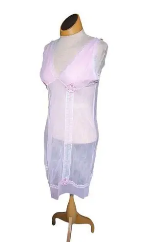 Vtg 1970s Blush Pink Sheer Floral Applique Pintuck V