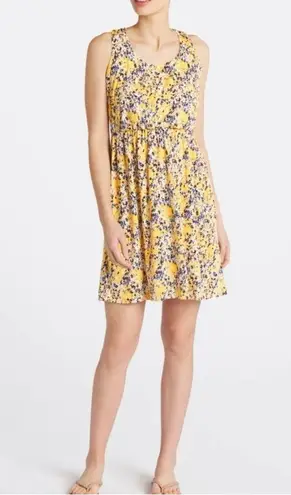 Kaileigh Yellow Floral Tasha Knit Mini Dress - Size: Large
