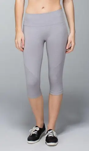 Lululemon  In The Flow Crop II Leggings 4 Seamless Heathered light Gray W6B41S