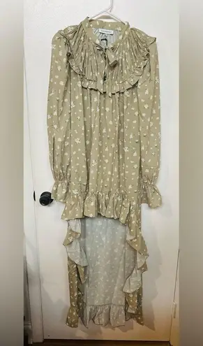 NWT High Low Ruffle Floral Dress weworewhat Olive Size M $128