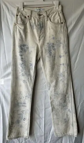 RE/DONE 90s High Rise Loose Straight Leg Jeans in Sunbleached Tie Dye Size 24