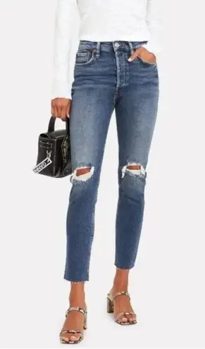 RE/DONE 90s High Rise Ankle Crop Distressed Jeans - Size 24