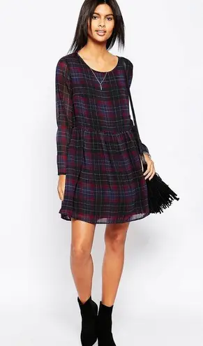 Pepe Jeans  Bloom Retro Tartan Plaid Babydoll Dress | Large