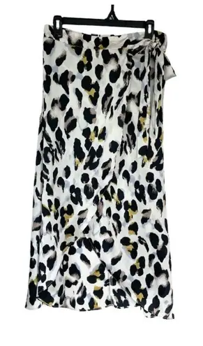 *Jeuvre Adjustable Midi Wrap Skirt Size S Animal Leopard Print Neutral Black