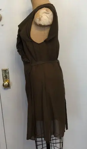 ALLSAINTS Spitalfields olive silk crepe wrap dress