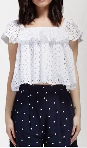 Rebecca Minkoff NEW  White Celestine Eyelet Ruffle Top