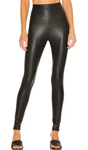 Commando Size L High Rise Faux Leather Leggings Black Croc Slimming Shapewear