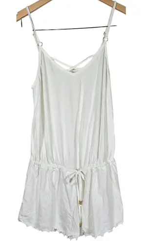 California Waves Romper Swimsuit Cover Up Drawstring Waist Arctic White XS NWT