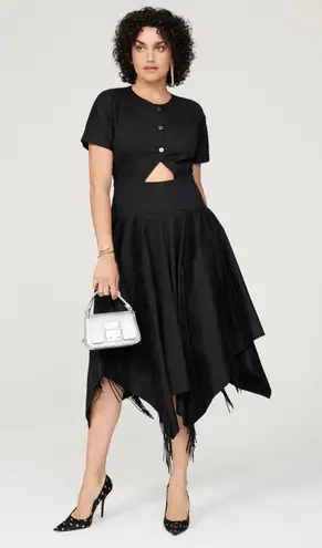 Bibhu Mohapatra Collective Cutout Fringe Dress Women's Plus 14 Black RTR