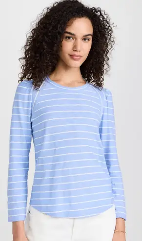 Veronica Beard Mason Baseball Tee Womens Large Blue White Stripe Preppy Luxury