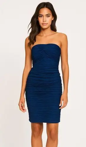 Betsy and Adam Blue Textured Strapless Cocktail Dress Size 6