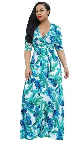 Maxi Dress Tropical Faux