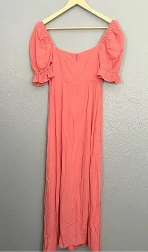 We Wore What Puff Sleeve Midi Dress in Coral