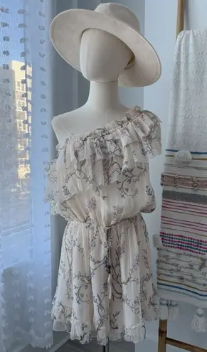 Zimmermann Zimmerman Beige Floral 100% Silk One Shoulder Ruffled Playsuit Women’s 3 US 10