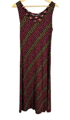 Gudrun Sjödén Sleeveless Midi Dress Bright Wavy Stripe Mod Print Micromodal Sm Black
