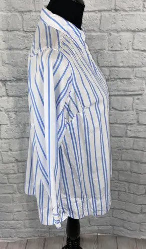 Denim 24/7 button down stripe top w/flare back blue & white sz 12W