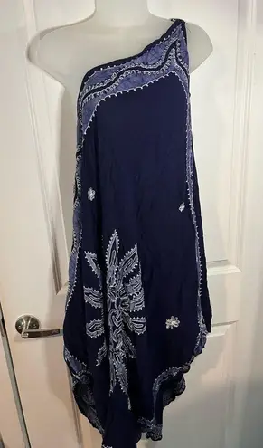 Advance Apparels Vintage Embroidered Tie Dye Boho Off the Shoulder Wrap Dress OS Blue Size undefined