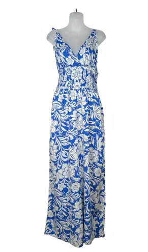 Patrons of Peace Blue White Floral Arcadia Jumpsuit Sleeveless Women's XL