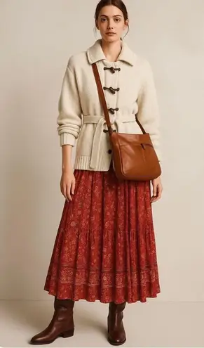 Vintage Genuine Leather Shoulder Bag Brown Minimalist Boho Coastal Cowgirl