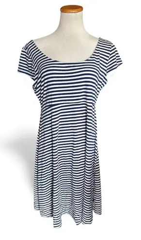 Motherhood Maternity Womens Navy Striped T Shirt Dress - Sz L