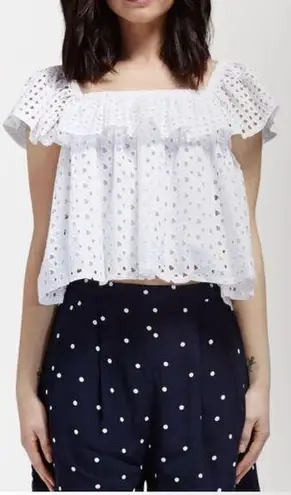 Rebecca Minkoff NEW  White Celestine Eyelet Ruffle Top