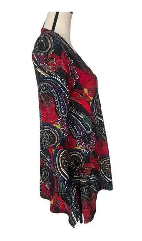 Winwin Red and Black Graphic Tunic Top Size S-M