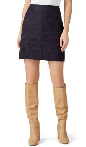 See By Chloe Ink Navy Plaid Cotton Pencil Skirt Size 40