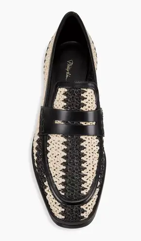 3.1 Phillip Lim Alexa Raffia & Leather Penny Loafers in Antique White/Black NEW