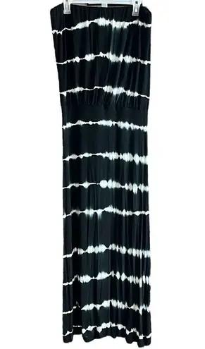 Elan Strapless black and white tie dye dress