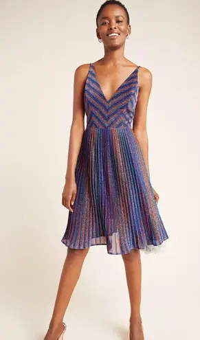 Dress the Population NWT  Black Label Haley Metallic Combo Multi Chevron Dress