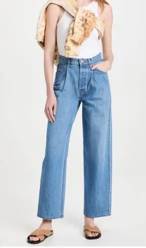 Mother SNACKS The Pleated Fun Dip Puddle Wide Leg Jeans Women’s Size 33 Blue