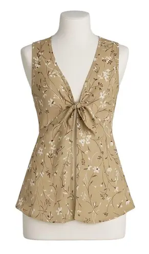 Vintage Floral Sheer Tie Front Open Top Multi Size M
