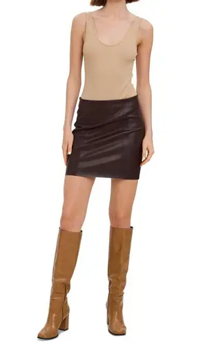 VERO MODA NWT Women's XL Faux-Leather High-Rise Mini Skirt Coffee Bean Brown