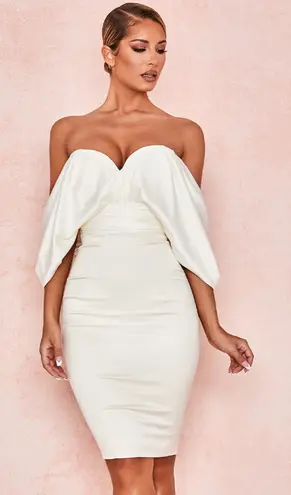 House Of CB  AISHA IVORY SATIN‎ STRAPLESS DRESS Sz L NWT Sweetheart Neckline