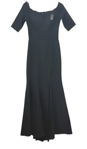 Betsy & Adam Black Off Shoulder Gown Formal Evening 6 S M