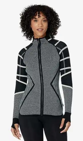 Smartwool Womens MEDIUM Dacono Ski Full Zip Wool Blend Sweater in black white - Image 1