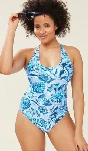 ANDIE  Swim The Baia One Piece Underwire Swimsuit in Blue Floral Size Small