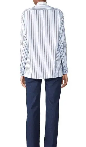 Rosetta Getty Tuxedo Shirt Women's 4 Blue White Long Sleeve High Neck Bib RTR